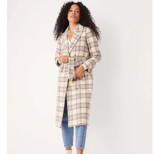 Frank & Oak recycled wool Laurence coat in beige, medium